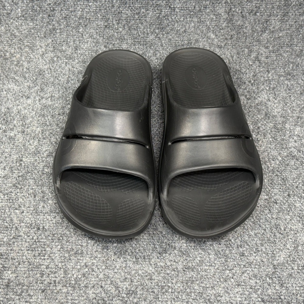Oofos OOahh Sport Slide Sandals Men's 10 Black Athletic Running Recovery Beach - Picture 3 of 12